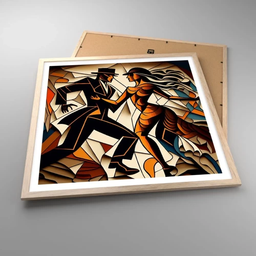 Poster in light oak frame - Dance of Passion  - 60x60 cm