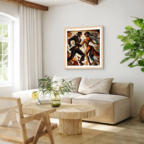 Poster in light oak frame - Dance of Passion  - 60x60 cm