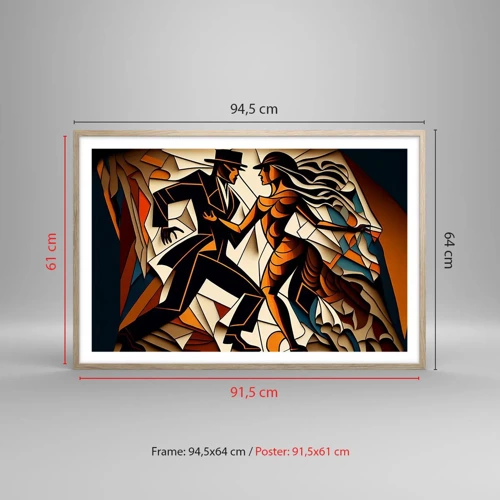 Poster in light oak frame - Dance of Passion  - 91x61 cm