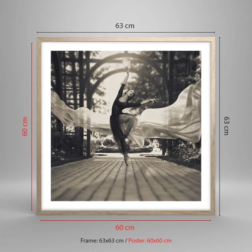 Poster in light oak frame - Dance of the Garden Spirit - 60x60 cm