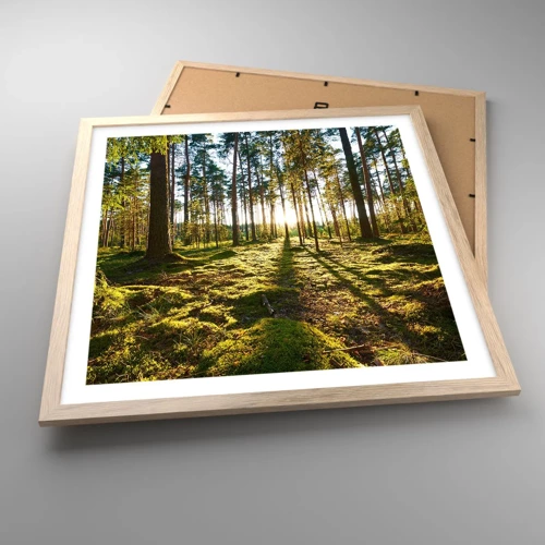 Poster in light oak frame - Deep in the Forest - 50x50 cm