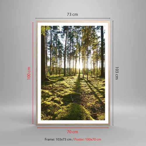 Poster in light oak frame - Deep in the Forest - 70x100 cm