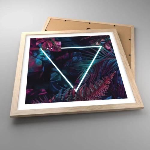 Poster in light oak frame - Disco Style Garden - 40x40 cm