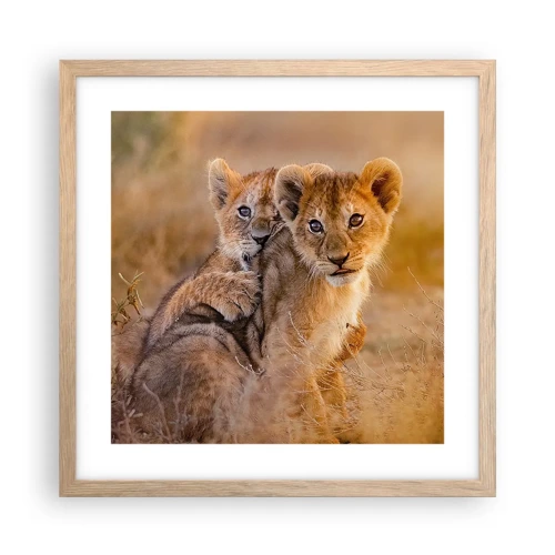 Poster in light oak frame - Do Not Disturb! We Are Playing - 40x40 cm