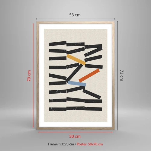 Poster in light oak frame - Domino - Composition - 50x70 cm