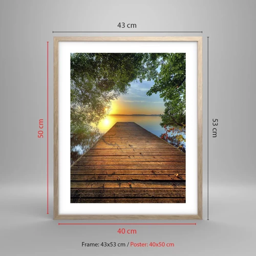 Poster in light oak frame - Don't Hurry, Sit Down - 40x50 cm