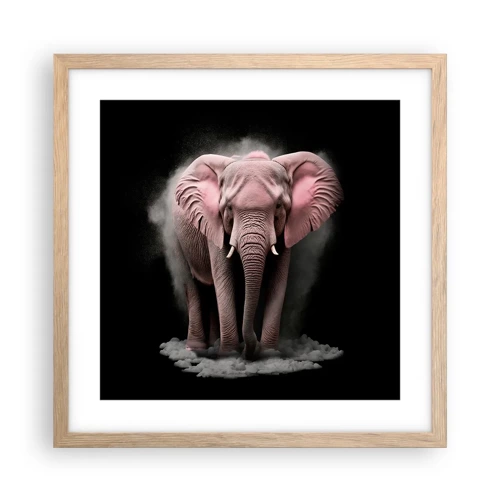 Poster in light oak frame - Don't Think About a Pink Elephant! - 40x40 cm