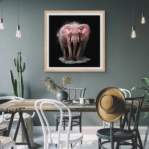 Poster in light oak frame - Don't Think About a Pink Elephant! - 40x40 cm