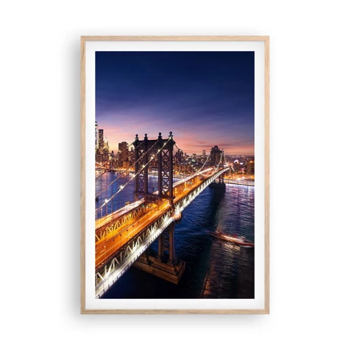 Poster in light oak frame - Down the Illuminated Bridge - 61x91 cm