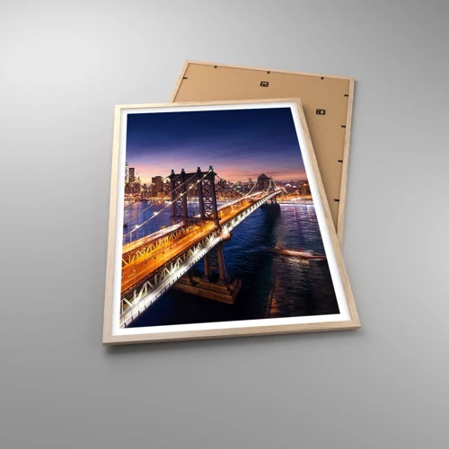 Poster in light oak frame - Down the Illuminated Bridge - 61x91 cm