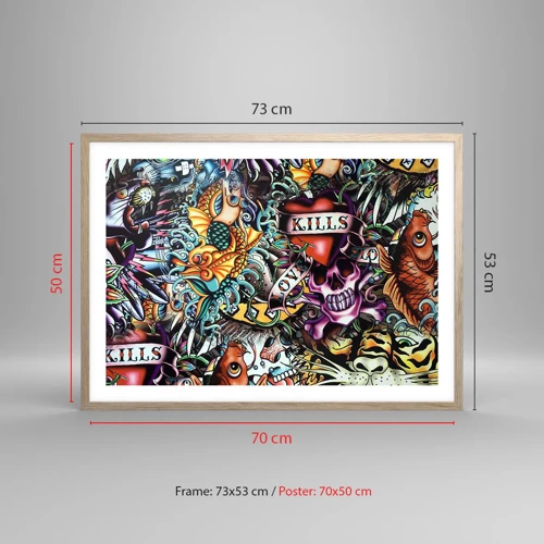 Poster in light oak frame - Dream of a Tattoo Artist - 70x50 cm