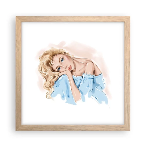 Poster in light oak frame - Dreamy in Blue - 30x30 cm