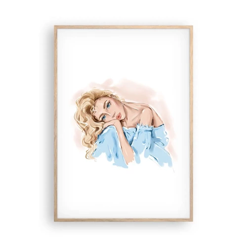 Poster in light oak frame - Dreamy in Blue - 70x100 cm