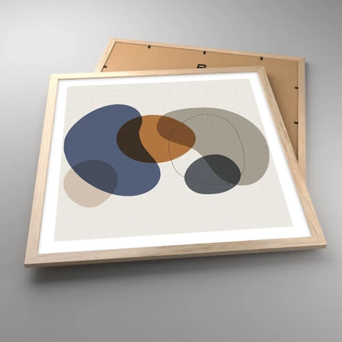 Poster in light oak frame - Drops of Colours - 50x50 cm