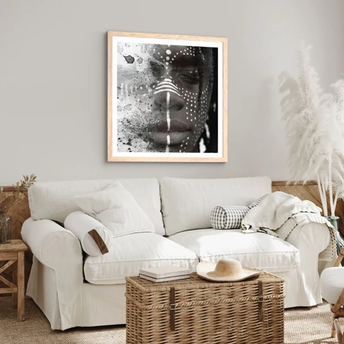 Poster in light oak frame - Dsicover Primordial Spirit - 40x40 cm