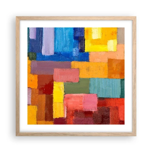 Poster in light oak frame - Each Different, All Colourful - 50x50 cm