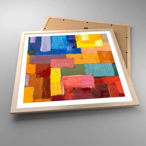 Poster in light oak frame - Each Different, All Colourful - 50x50 cm