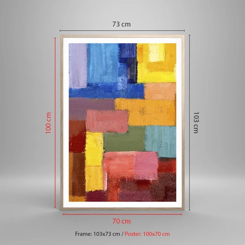 Poster in light oak frame - Each Different, All Colourful - 70x100 cm