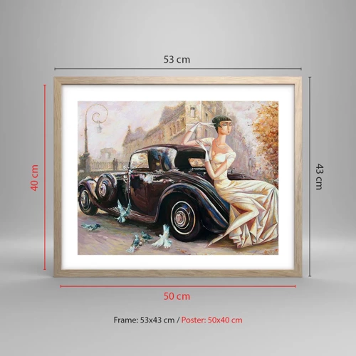 Poster in light oak frame - Elegance - Retro Style - 50x40 cm