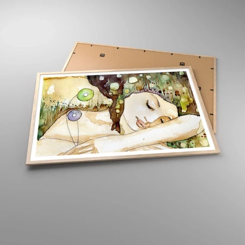 Poster in light oak frame - Emerald and Violet Dream - 100x70 cm