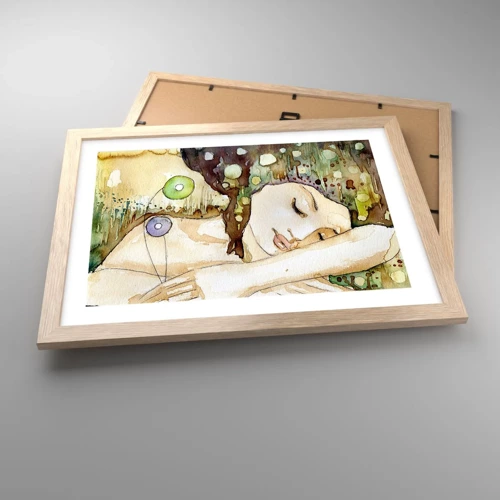 Poster in light oak frame - Emerald and Violet Dream - 40x30 cm