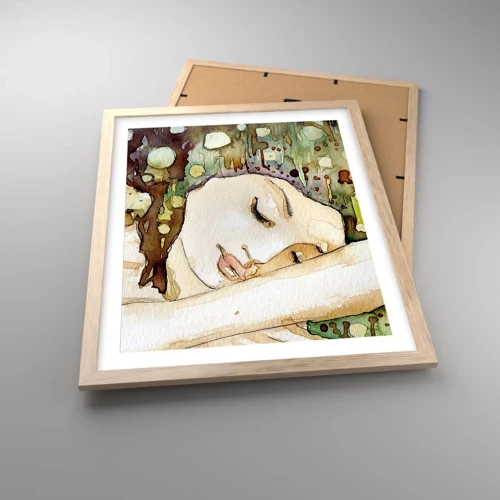 Poster in light oak frame - Emerald and Violet Dream - 40x50 cm