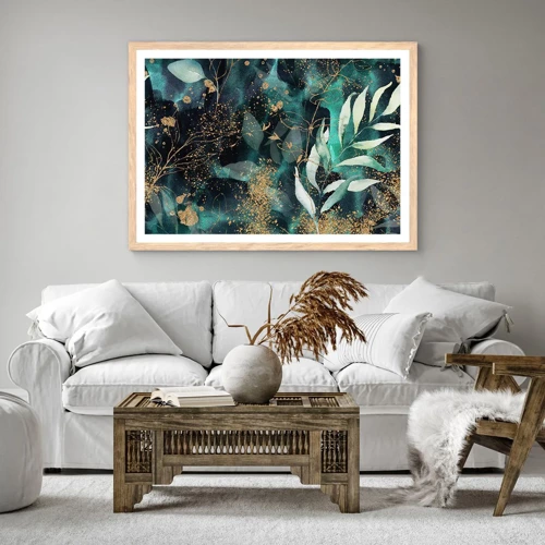 Poster in light oak frame - Enchanted Garden - 50x40 cm