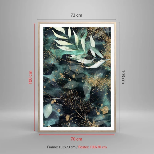 Poster in light oak frame - Enchanted Garden - 70x100 cm