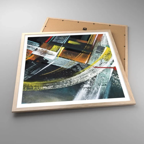 Poster in light oak frame - Energy of Movement - 60x60 cm