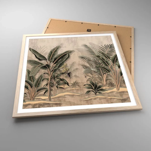 Poster in light oak frame - Engraving in Colonial Style - 60x60 cm