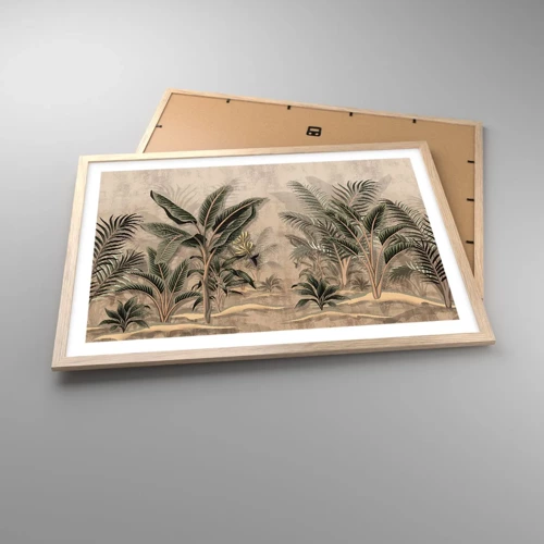 Poster in light oak frame - Engraving in Colonial Style - 70x50 cm