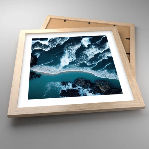 Poster in light oak frame - Envelopped by Waves - 30x30 cm