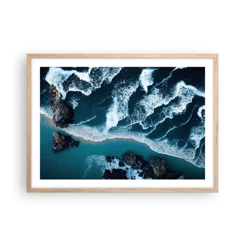 Poster in light oak frame - Envelopped by Waves - 70x50 cm