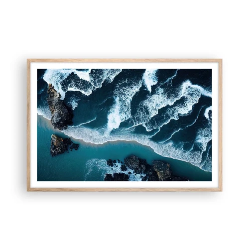 Poster in light oak frame - Envelopped by Waves - 91x61 cm