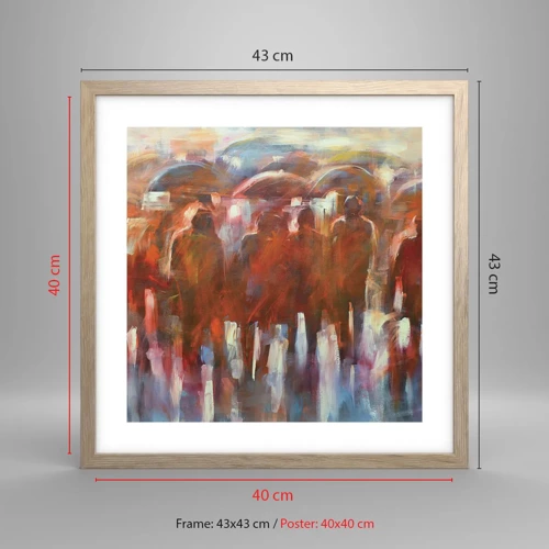 Poster in light oak frame - Equal in Rain and Fog - 40x40 cm