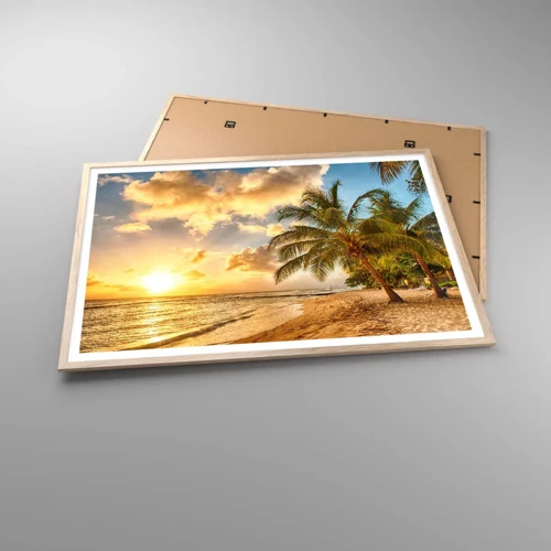 Poster in light oak frame - Eternal Summer, Always Holidays - 100x70 cm