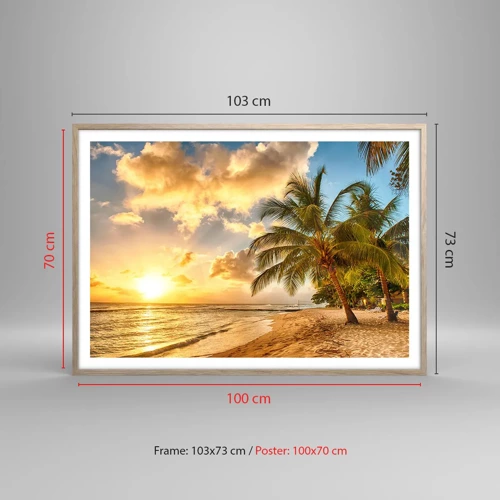 Poster in light oak frame - Eternal Summer, Always Holidays - 100x70 cm