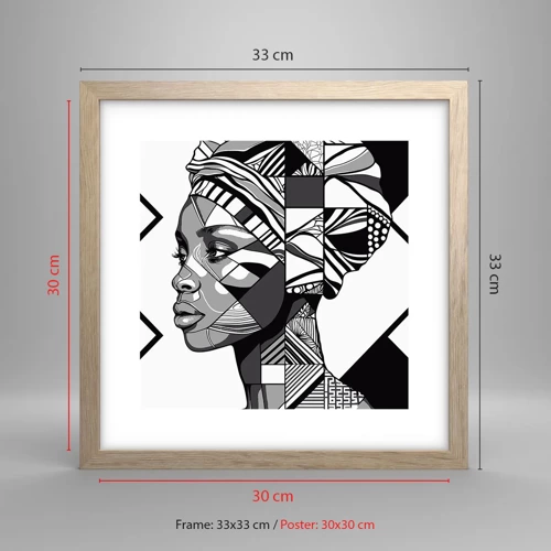 Poster in light oak frame - Ethnic Portrait - 30x30 cm