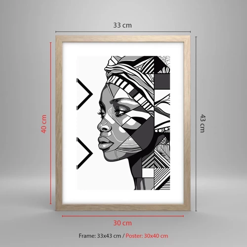 Poster in light oak frame - Ethnic Portrait - 30x40 cm