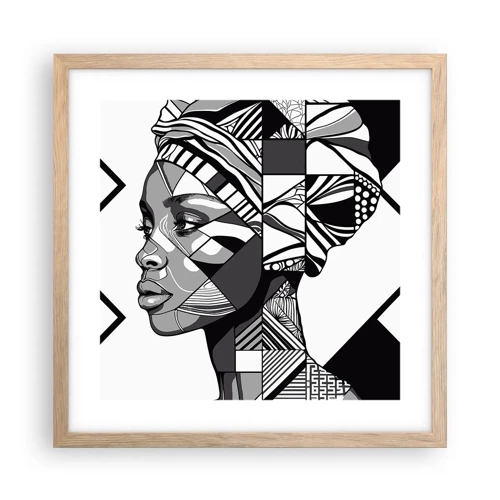 Poster in light oak frame - Ethnic Portrait - 40x40 cm