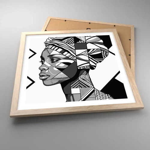 Poster in light oak frame - Ethnic Portrait - 40x40 cm