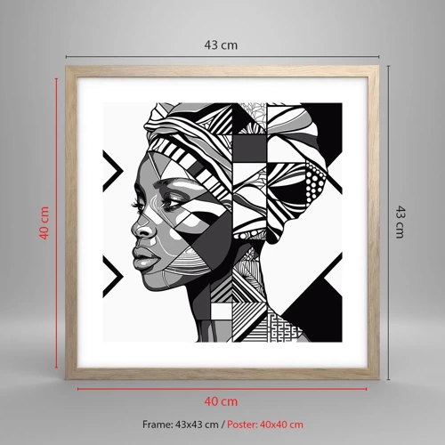 Poster in light oak frame - Ethnic Portrait - 40x40 cm