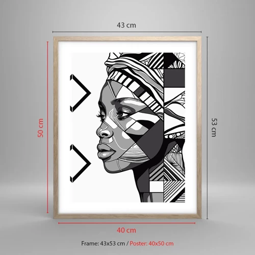 Poster in light oak frame - Ethnic Portrait - 40x50 cm