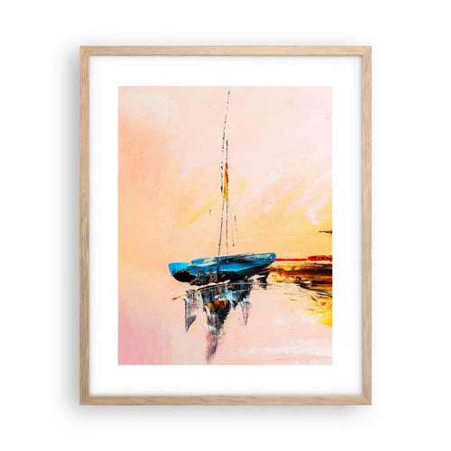 Poster in light oak frame - Evening at the Harbour - 40x50 cm