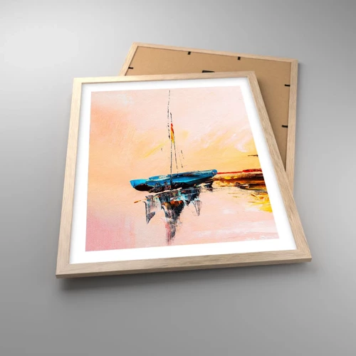 Poster in light oak frame - Evening at the Harbour - 40x50 cm