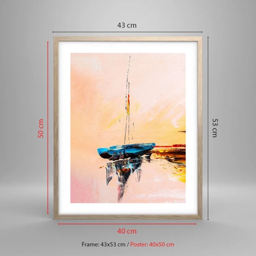 Poster in light oak frame - Evening at the Harbour - 40x50 cm