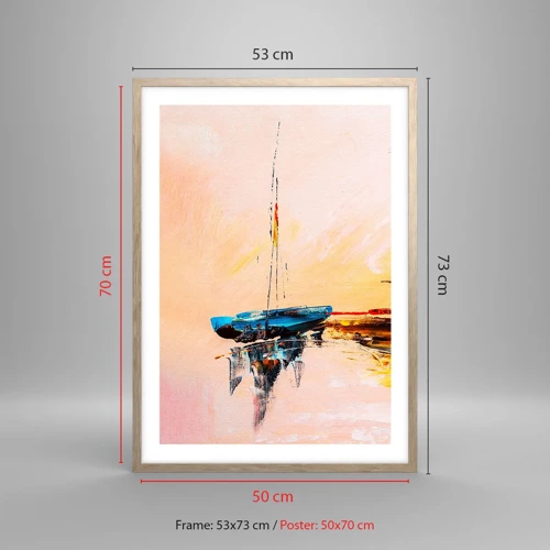 Poster in light oak frame - Evening at the Harbour - 50x70 cm