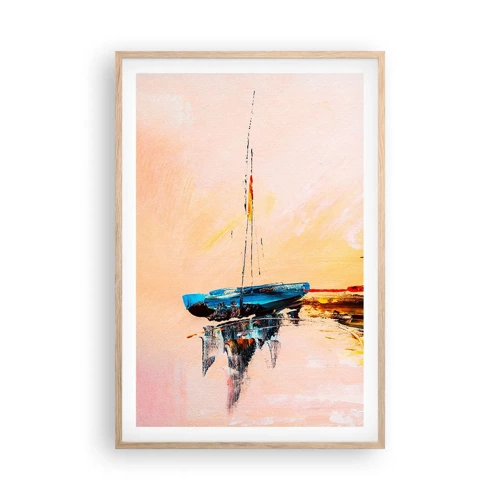 Poster in light oak frame - Evening at the Harbour - 61x91 cm