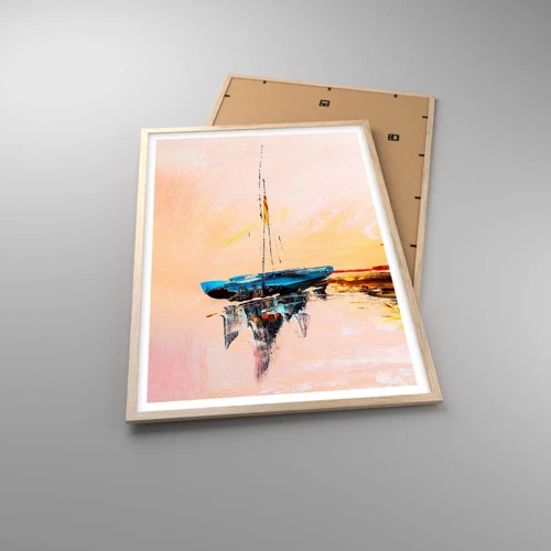 Poster in light oak frame - Evening at the Harbour - 61x91 cm