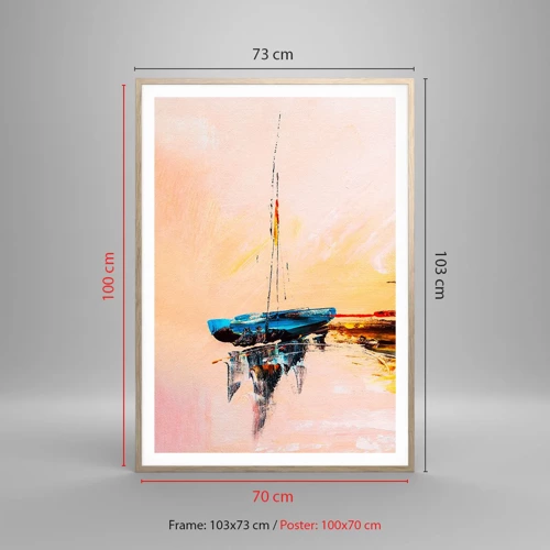 Poster in light oak frame - Evening at the Harbour - 70x100 cm